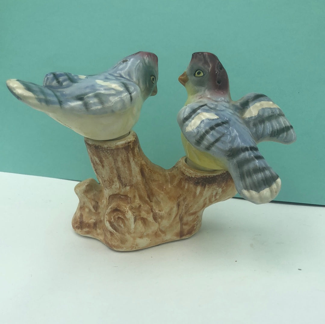 Blue Jays on a tree salt and pepper shakers