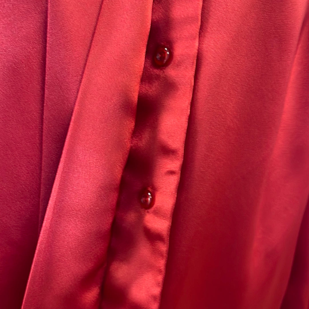 80s Red High Neck Blouse