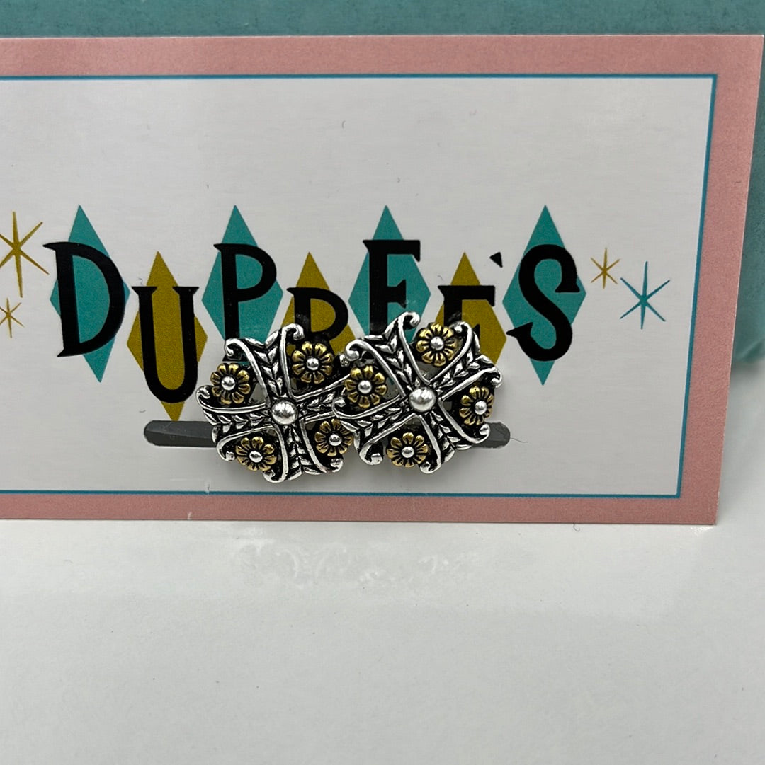 Gold and Silver clip on earring