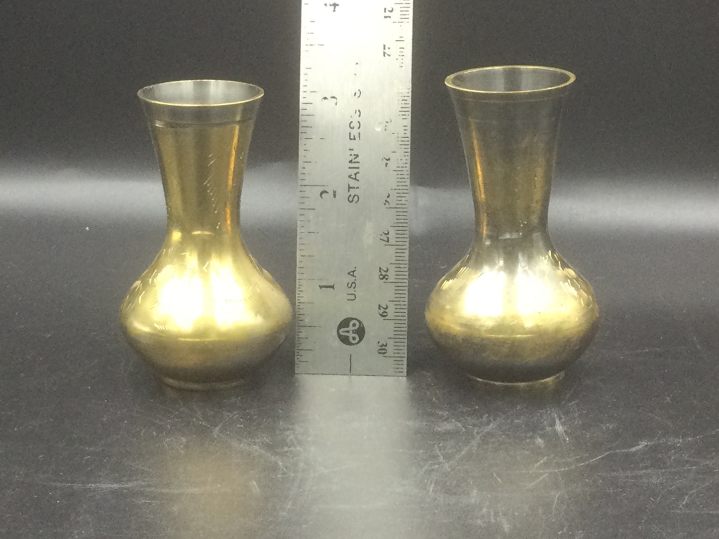 Set of 2 Brass Bud Vases