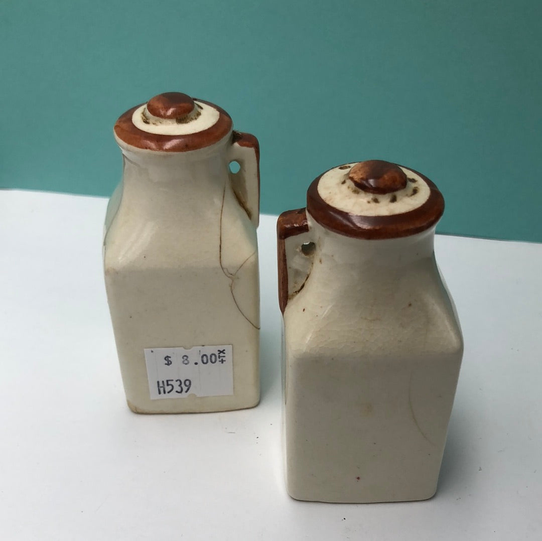 Square painted milk jug salt and pepper shakers