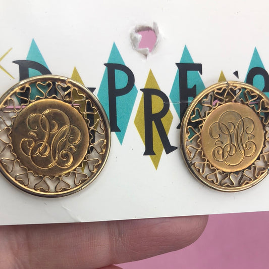 Gold round flat clip on earrings