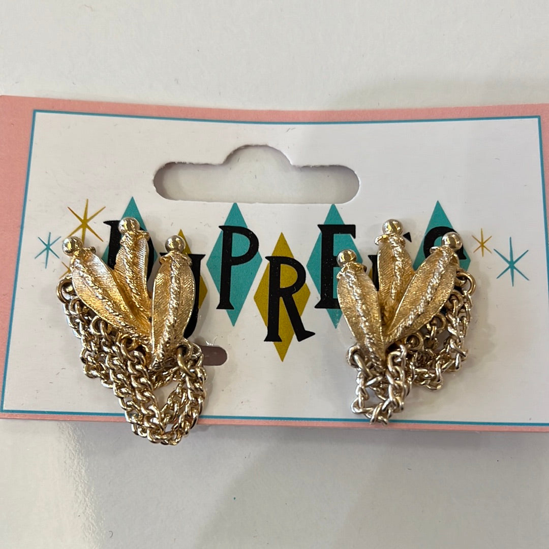 Gold clip on with chain detail