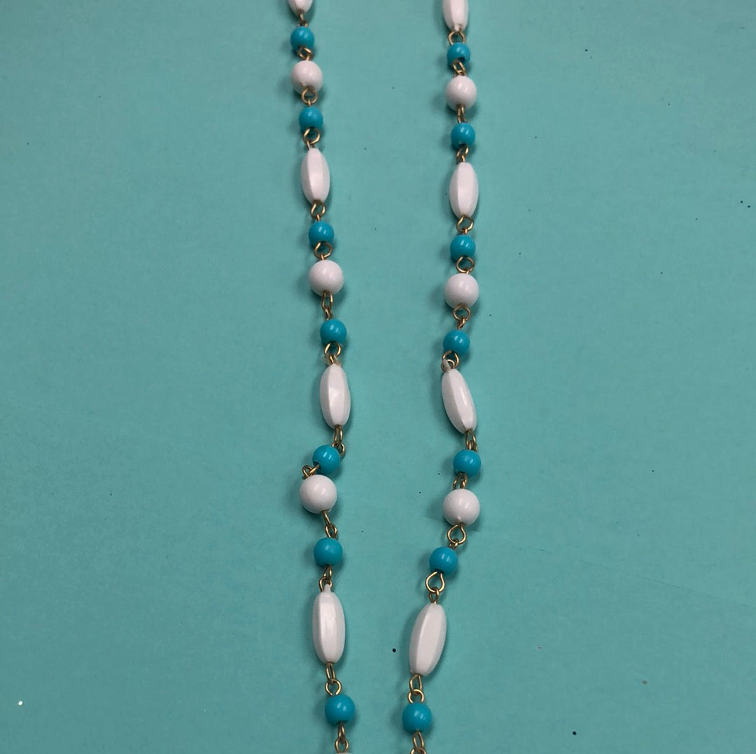 White and Turquoise acrylic pendant and necklace