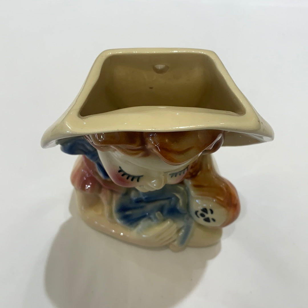 Light Yellow Ceramic Head Vase