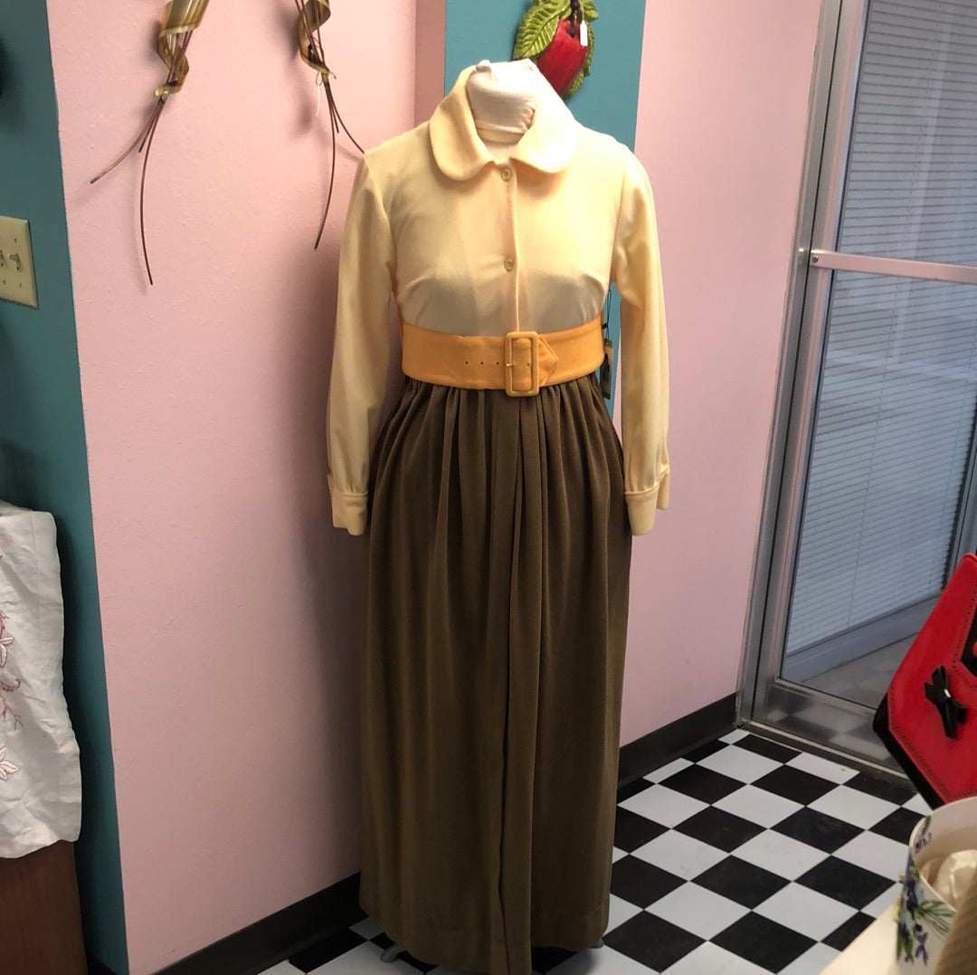 Yellow & Brown Full Length Dress