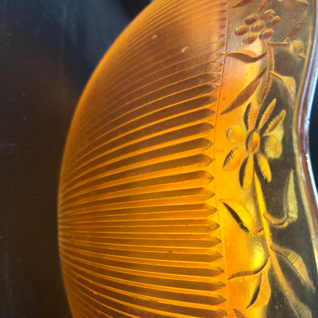 Marigold Glass Bowl and Six Finger Bowls