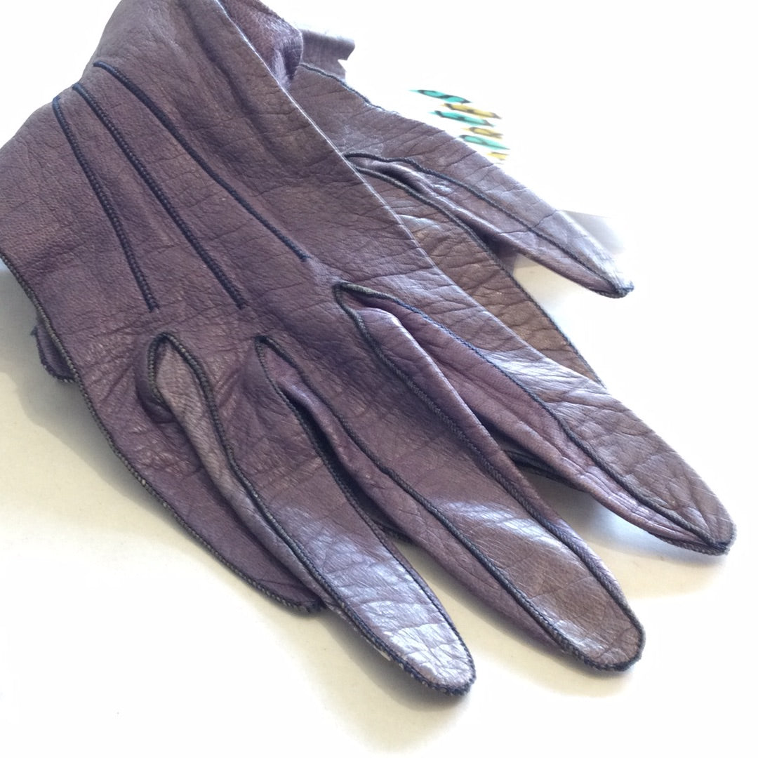 Purple leather gloves