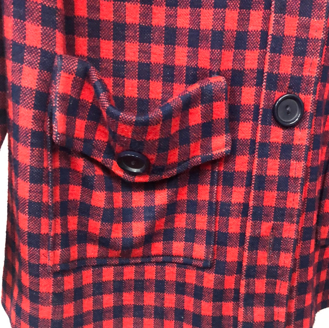 Red/Navy Blue Checked Long Sleeve Jacket
