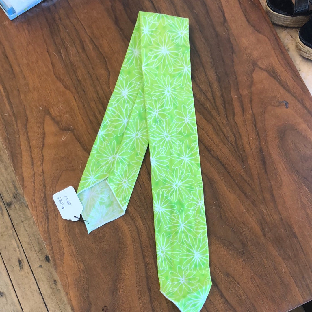 Lime Green Daisy Print Hair Tie / Headband