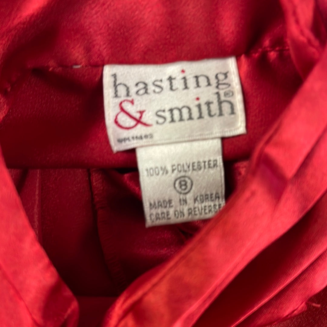 80s Red High Neck Blouse