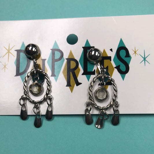 Silver dangle clip on earring