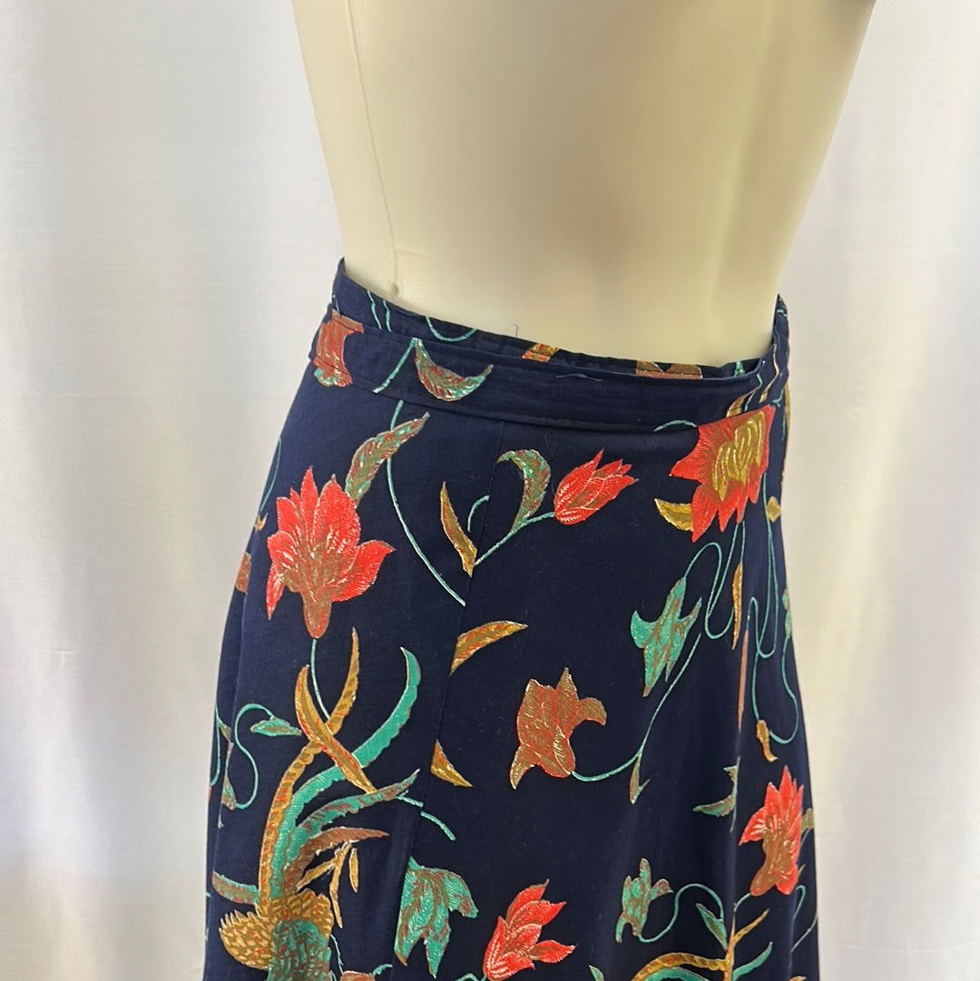 80s Blue Swallow Wrap Skirt