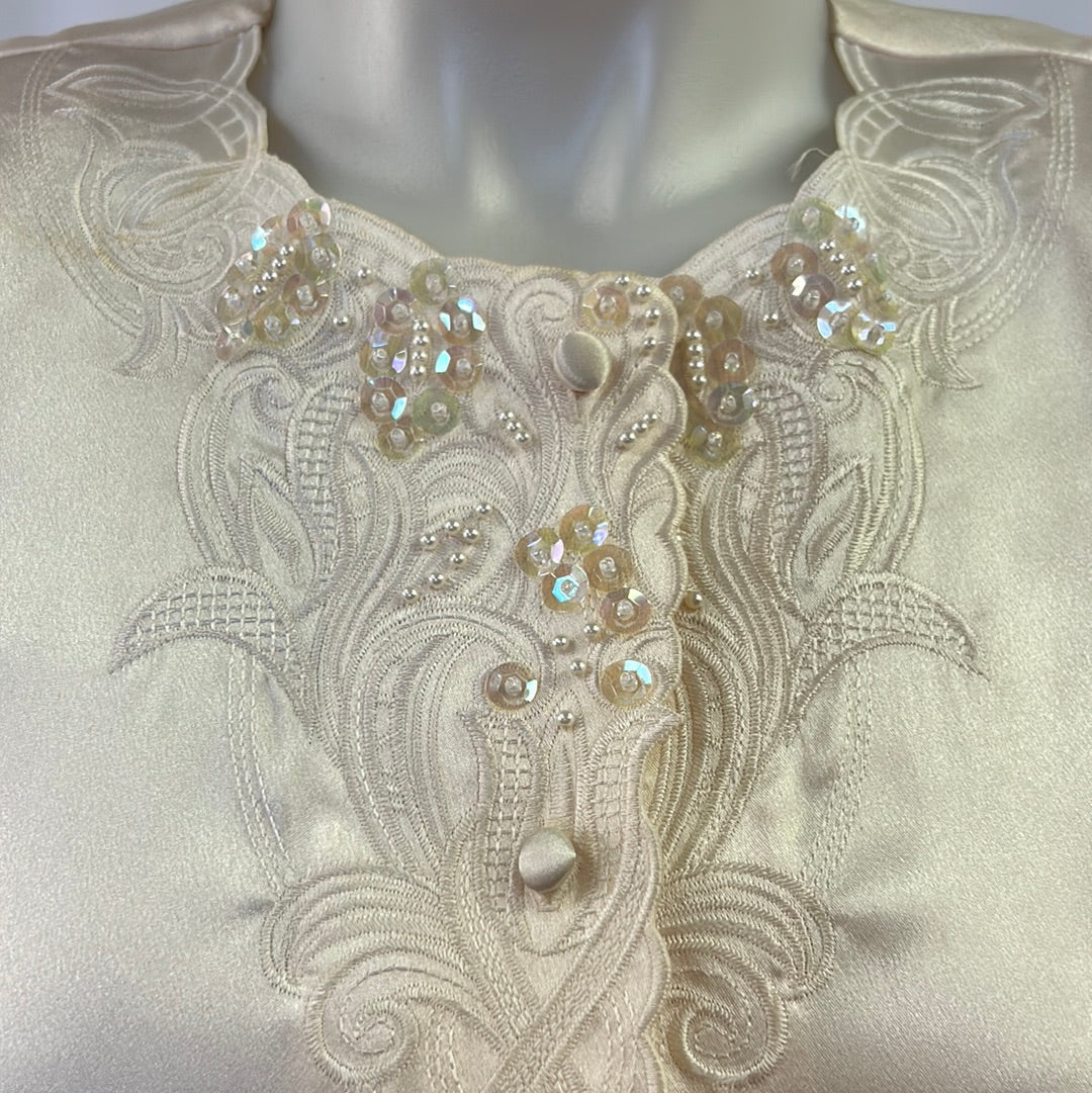 80s Ivory Beaded Evening Blouse