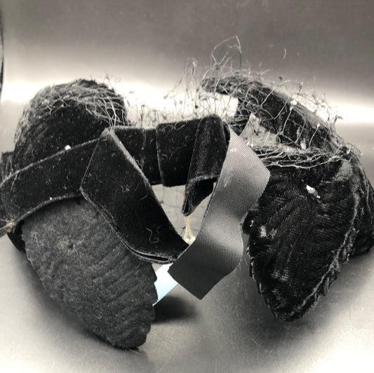 Black Velvet leaf headband with black netting