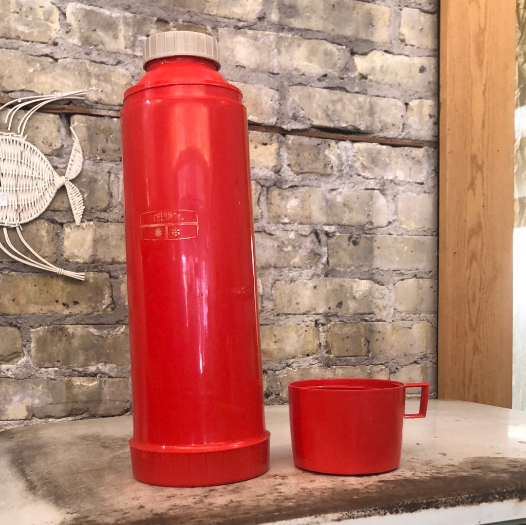 Red Thermos Brand Insulated Jug with cup