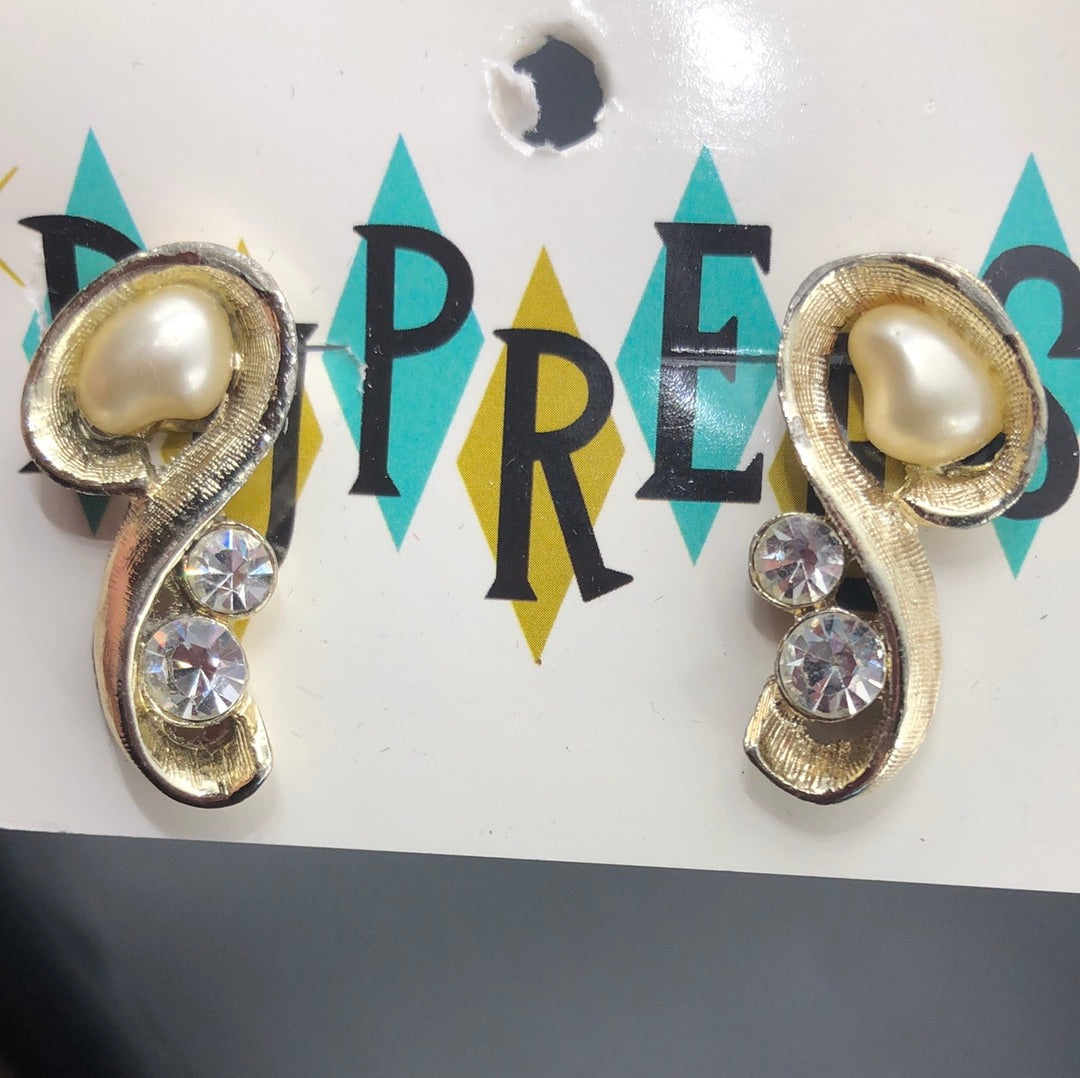 Silver, Faux Pearl and Crystal Clip on earrings