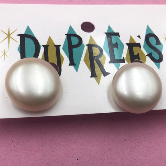 Faux Pearl disc clip on earrings