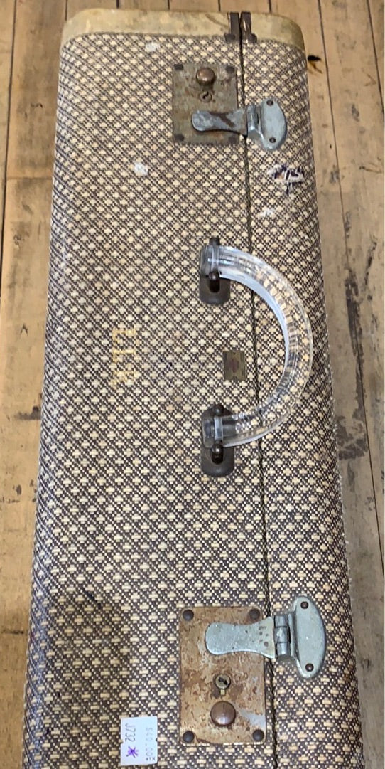 Tweed Cream Colored Suitcase