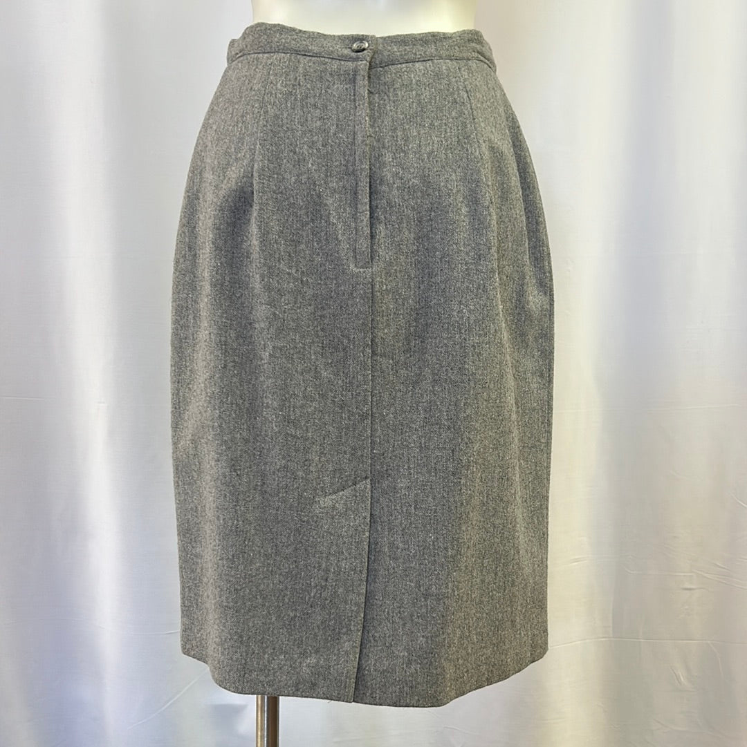 Grey Straight Wool Skirt