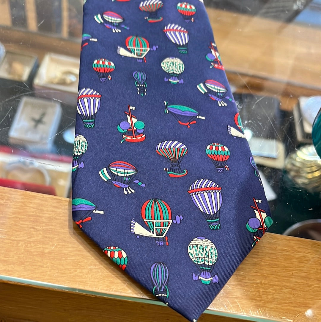 Blue hot air balloon tie