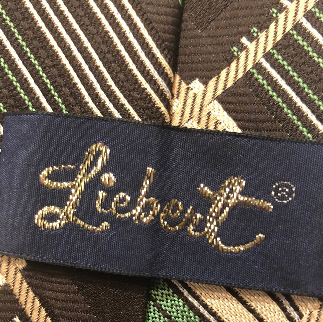 Green and brown plaid tie