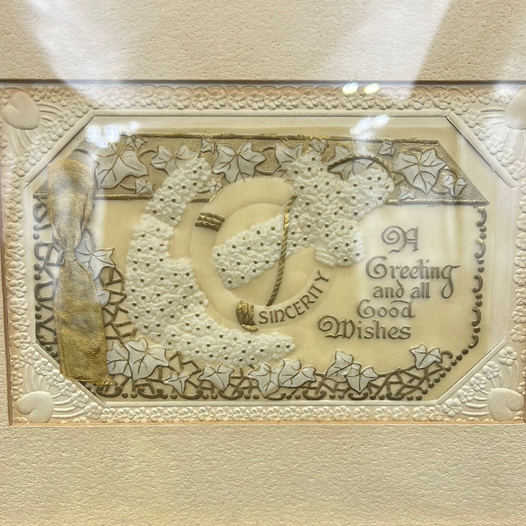 Framed WW1 framed silk embroidered postcard