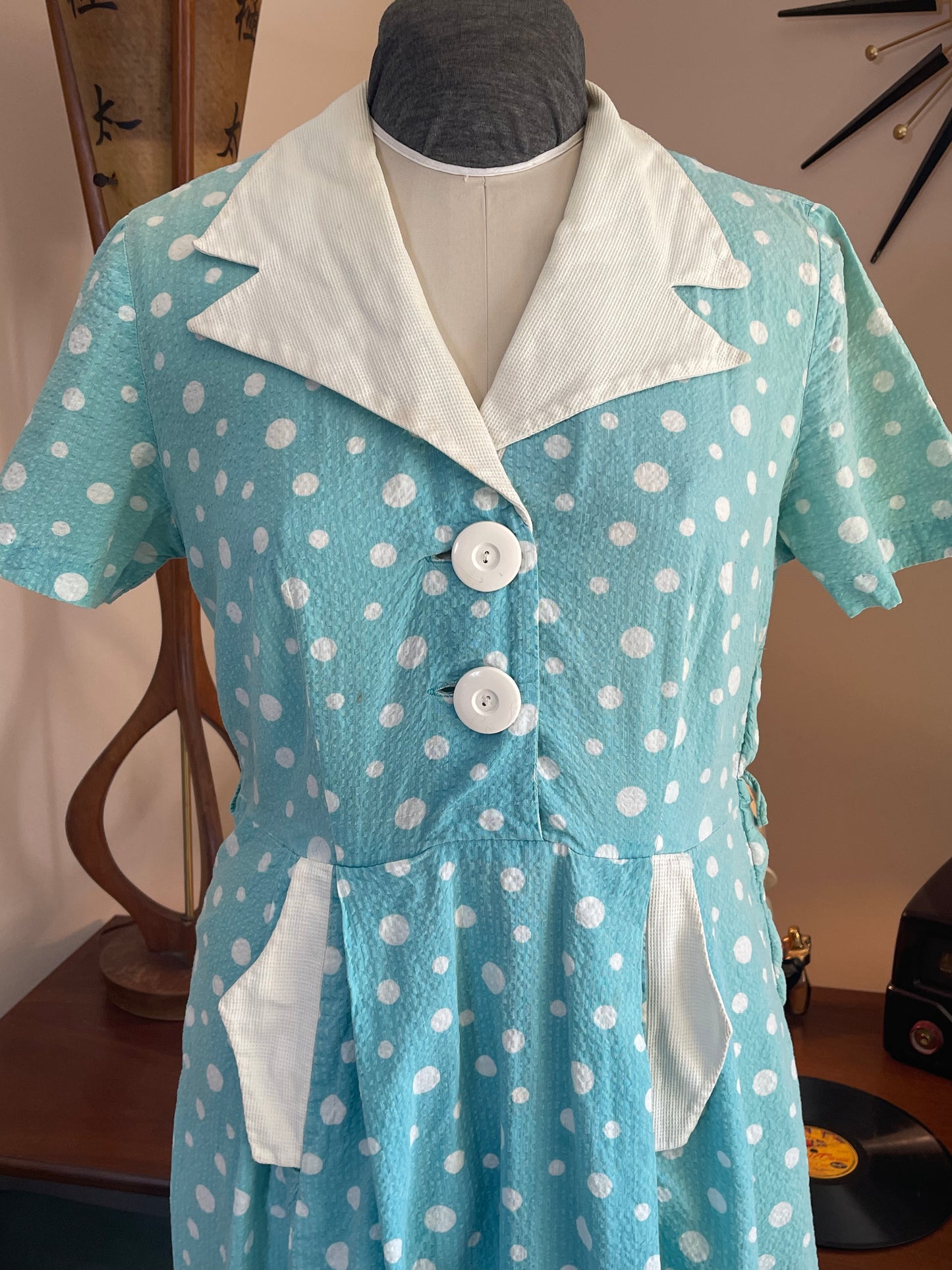 Teal Polka Dot Day Dress