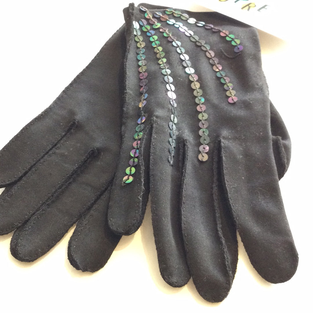 Black gloves with sequins