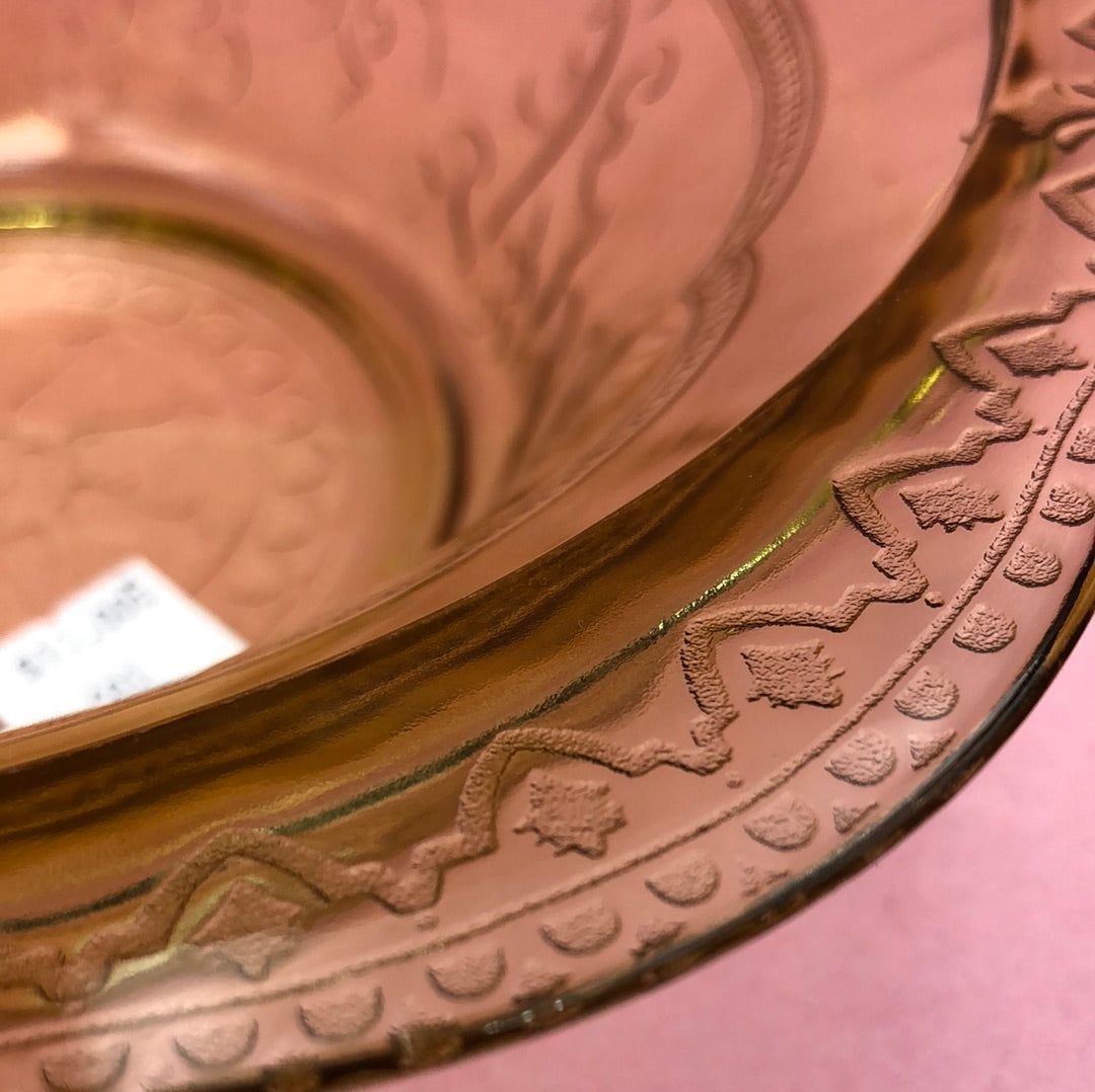 Round Amber Depression Glass Bowl