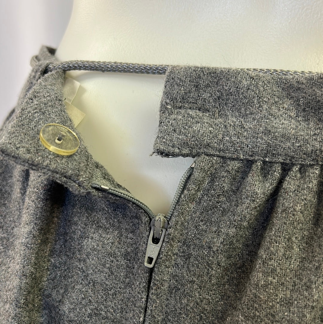 Gray Wool Skirt with Embroidery