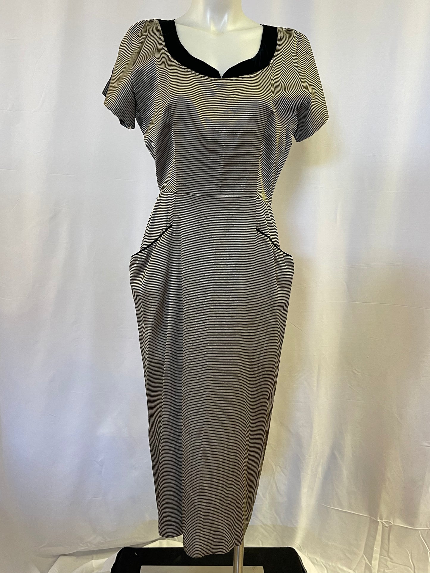 50s Gold and Black Striped Wiggle Dress