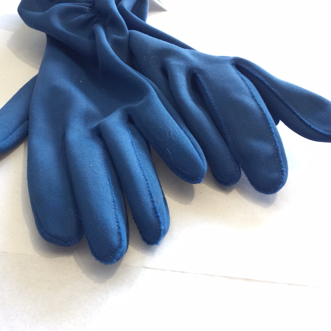 Bright blue gloves