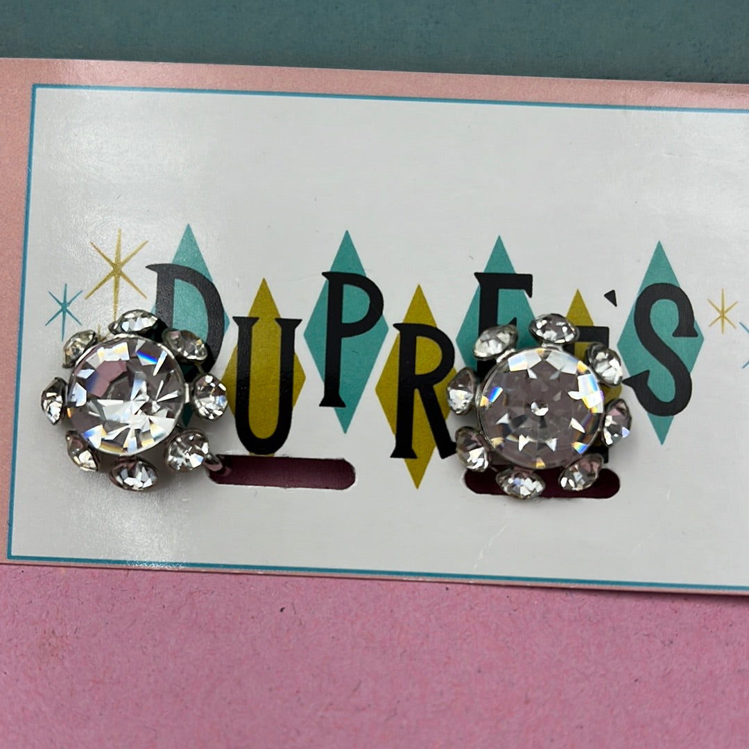 Clear crystal flower clip on