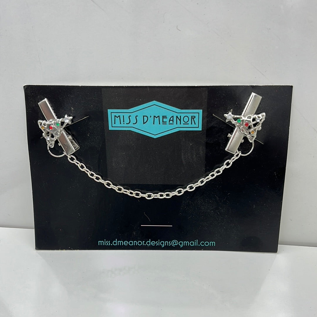 Silver Holiday Tree Sweater Clip