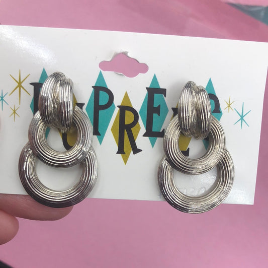 Silver Circle Dangle Pierced Earrings