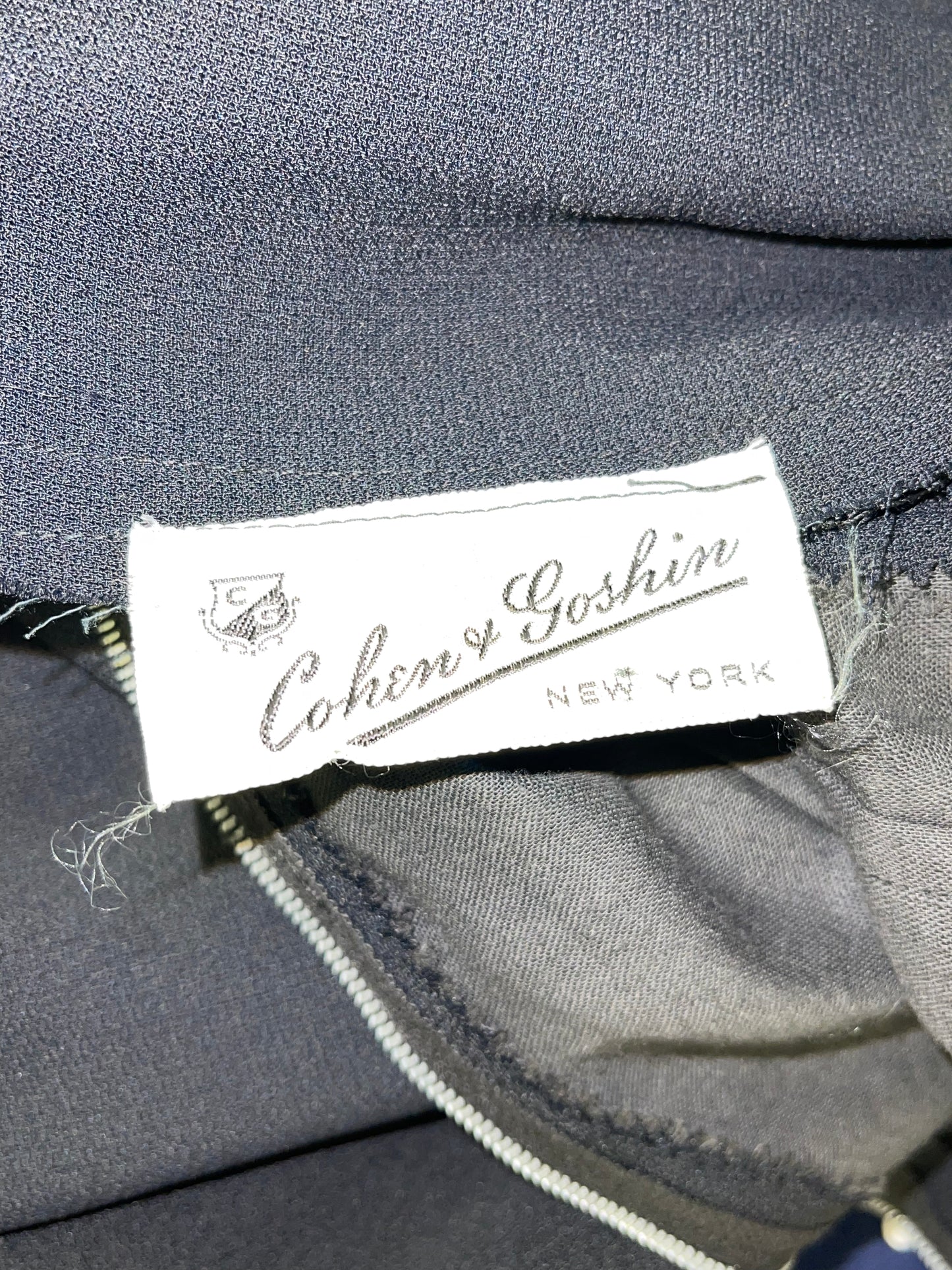 Black Crepe Dress With Copper Ruffled Collar & Cuffs