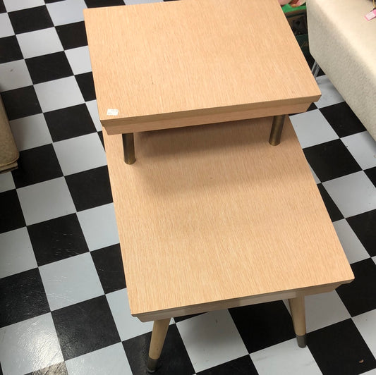 Two tier light colored end table