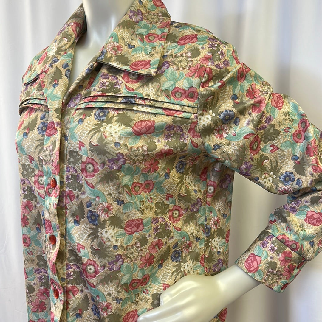 70s Multi Colored Floral Blouse