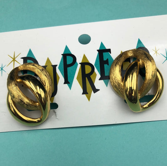 Intertwined Gold Ovals with Clip On Back