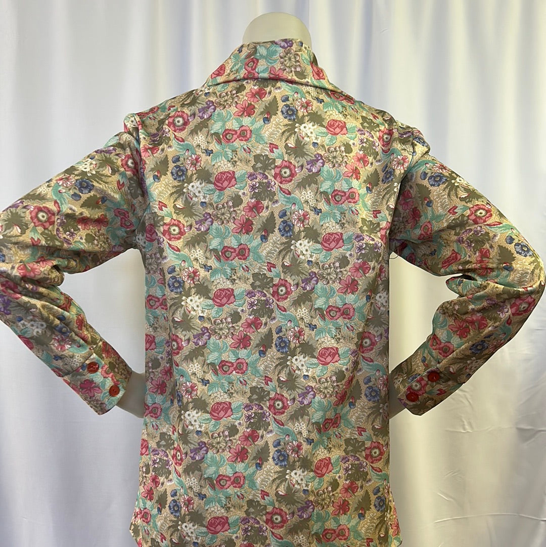 70s Multi Colored Floral Blouse