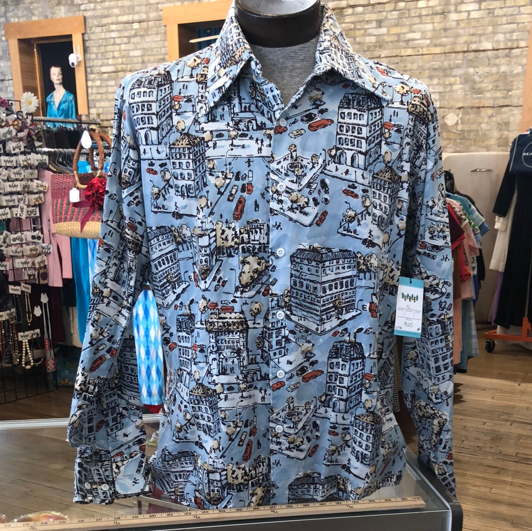 City Print Long Sleeve Men’s Shirt