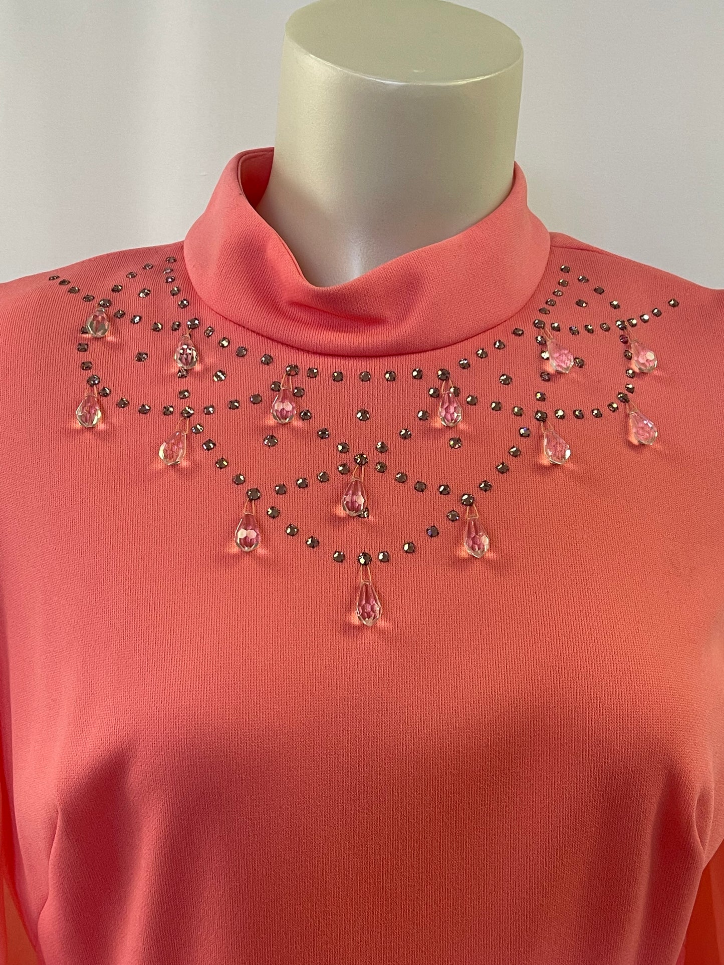 Pink Maxi Gown With Chiffon Sleeves