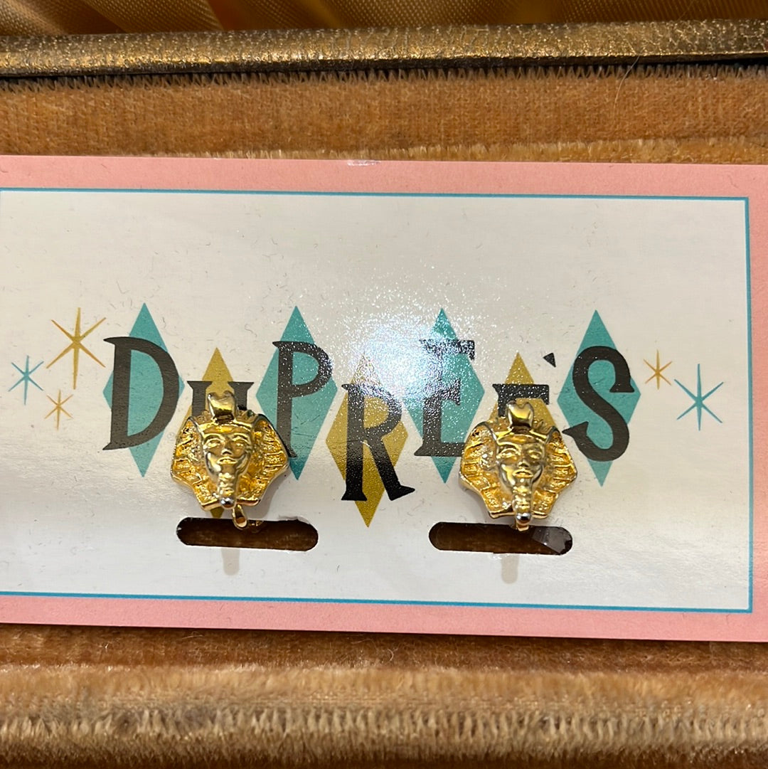 King Tut Gold Clip On Earring
