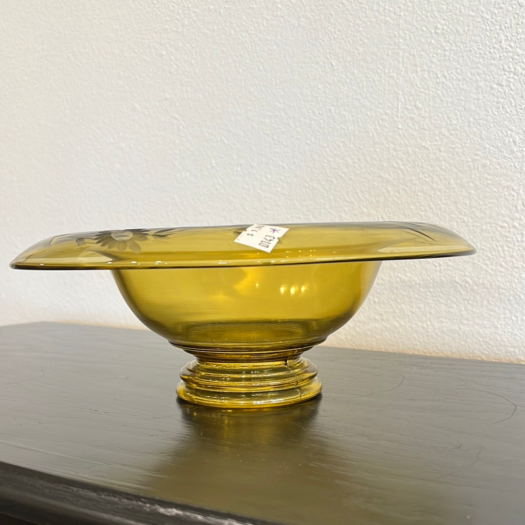 Yellow Glass Centerpiece Bowl