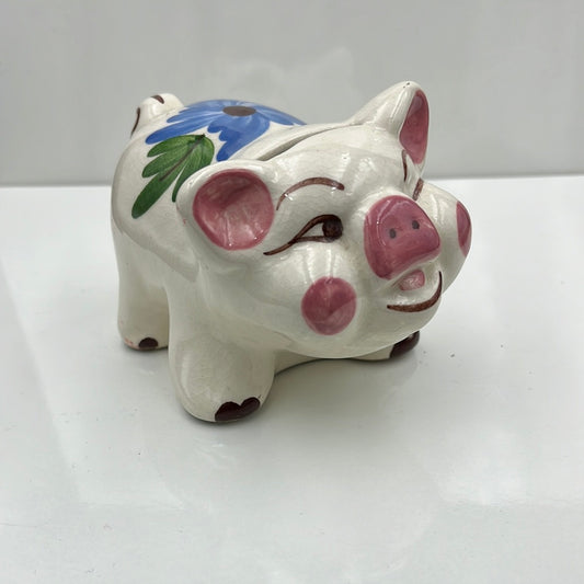 Piggy Bank Blue Flower
