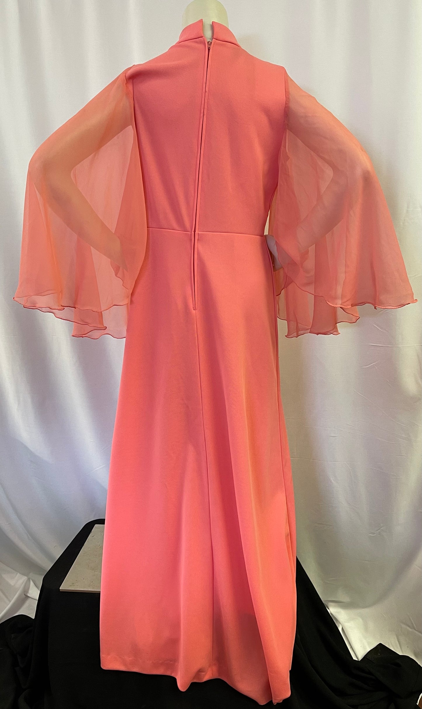 Pink Maxi Gown With Chiffon Sleeves