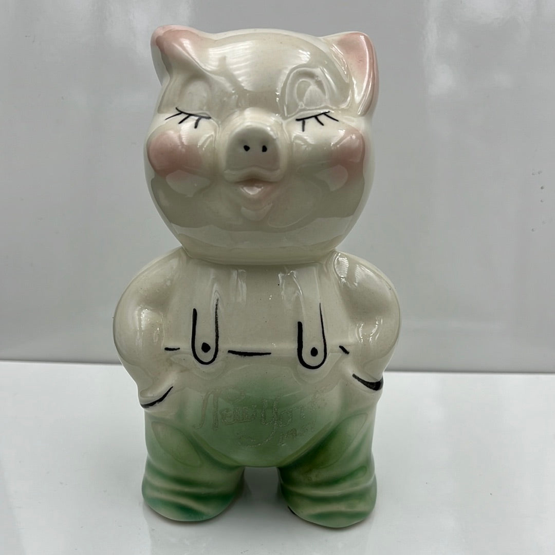 Vintage Baseball Pig Piggy Bank very good condition pre-owned plastic