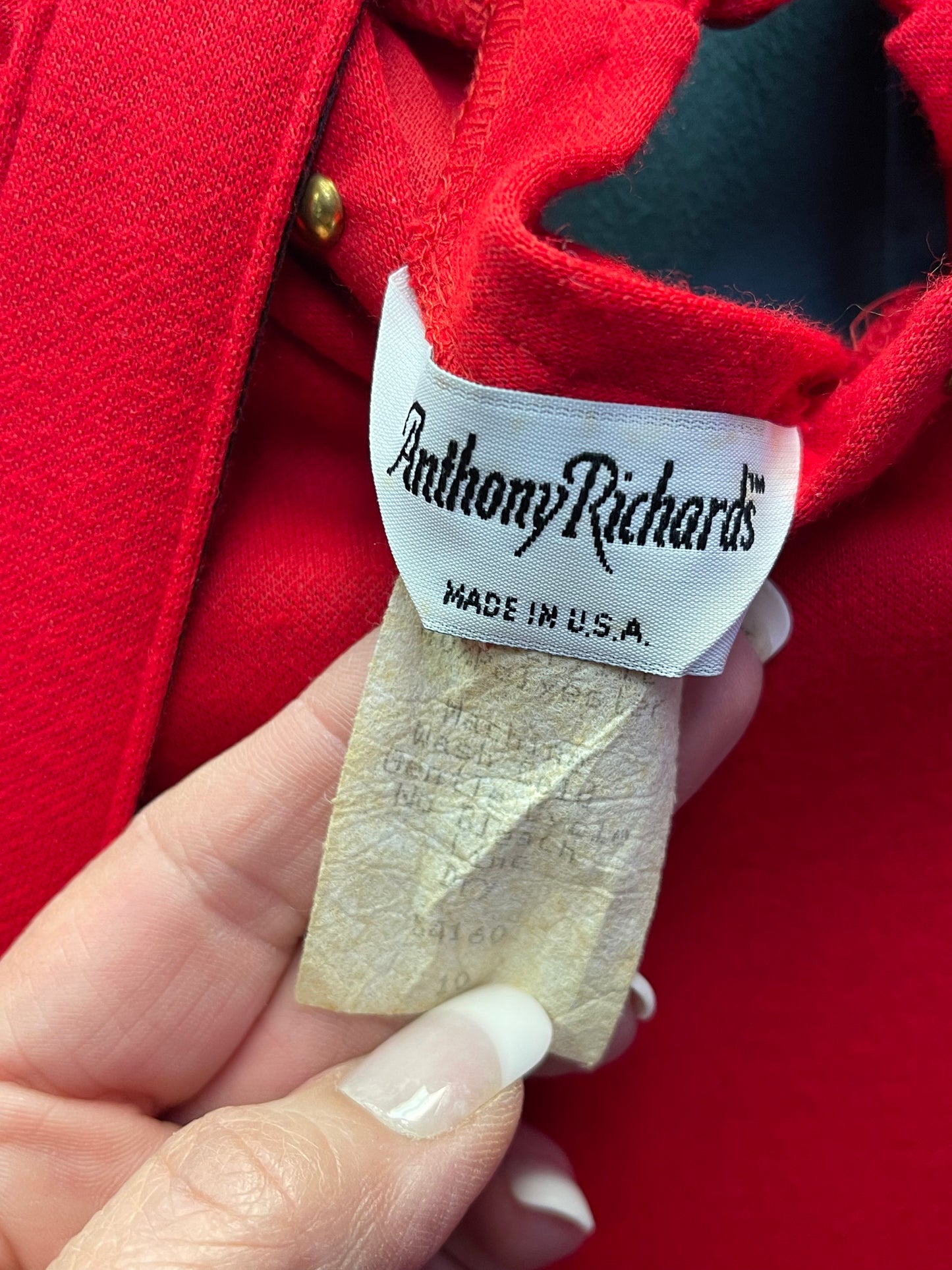 80s Red High collared Dress