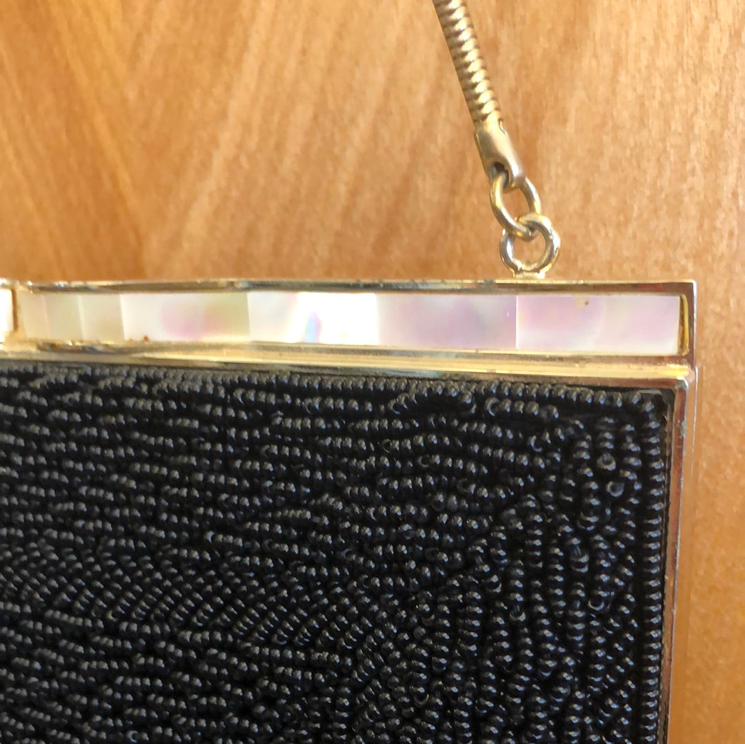 Black Square Beaded Evening Purse